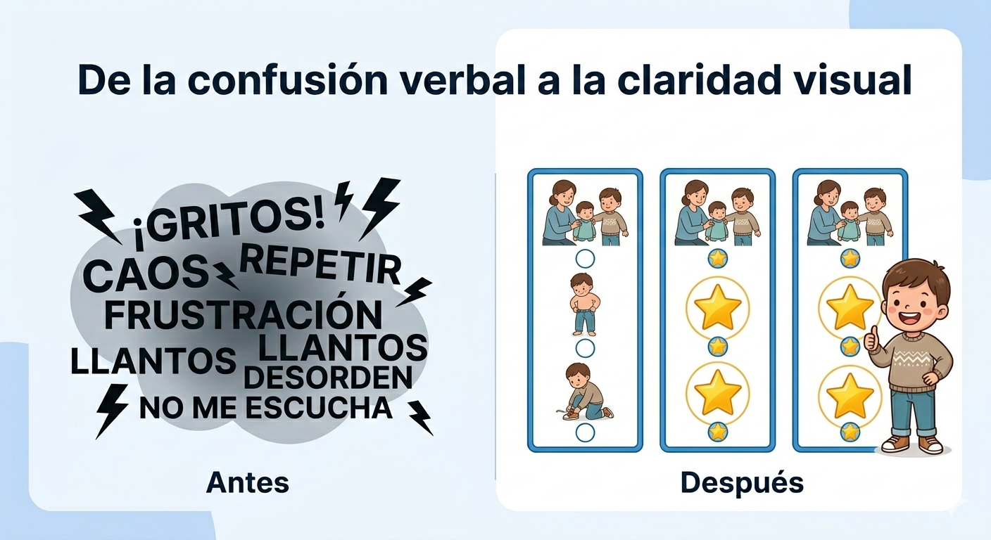 De la confusión verbal a la claridad visual: antes y después